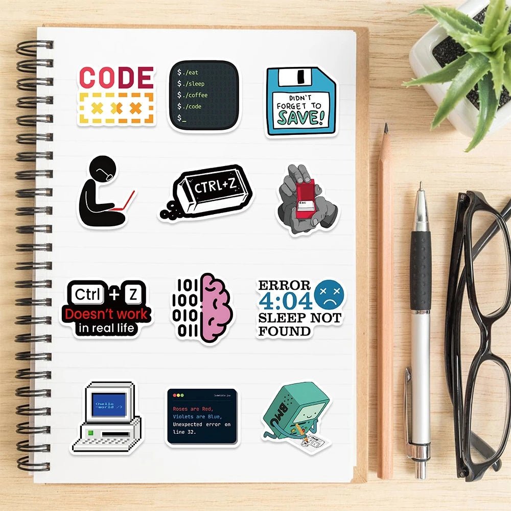 50 Pack Hacker and Programmer Vinyl Stickers for Laptops, Coding Gear, and Tech Decor - STS Technologies LLC
