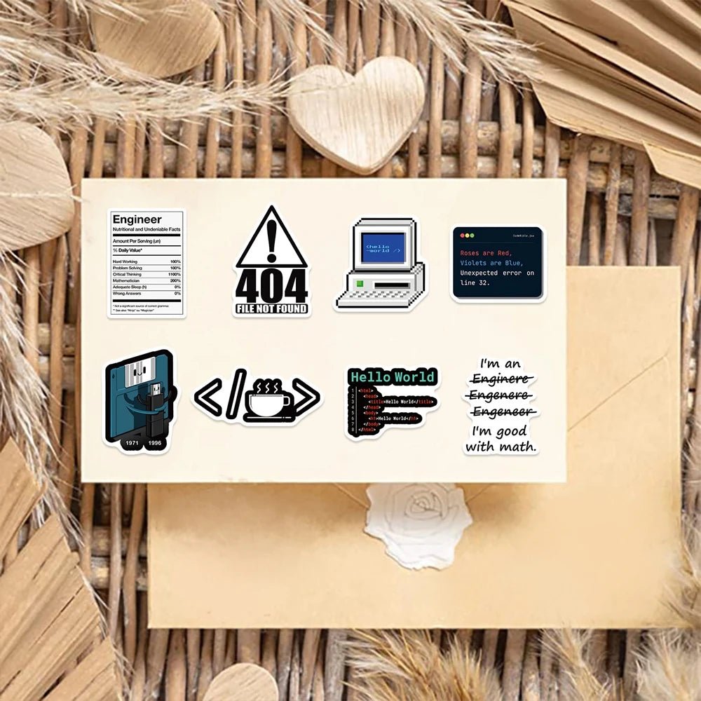 50 Pack Hacker and Programmer Vinyl Stickers for Laptops, Coding Gear, and Tech Decor - STS Technologies LLC