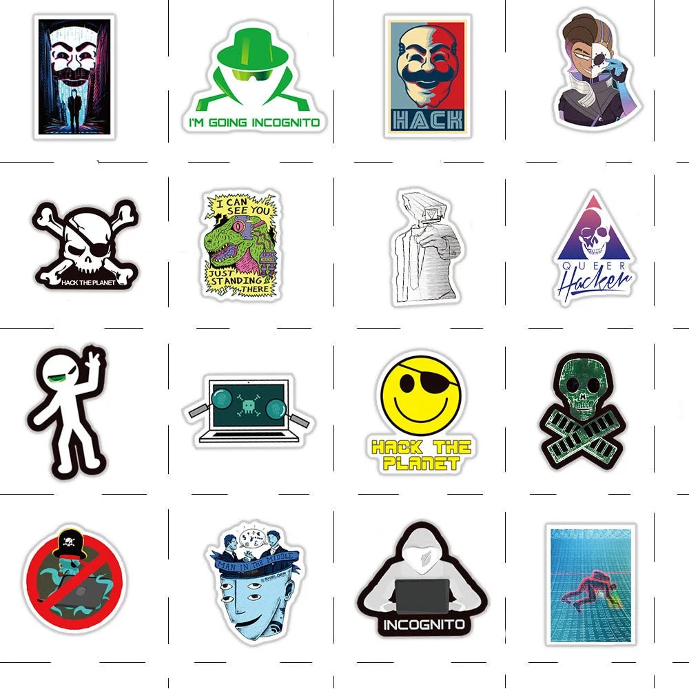 50 Pack Hacker Graffiti Waterproof Stickers for Laptops, Bottles, Gear, and Travel Cases - STS Technologies LLC