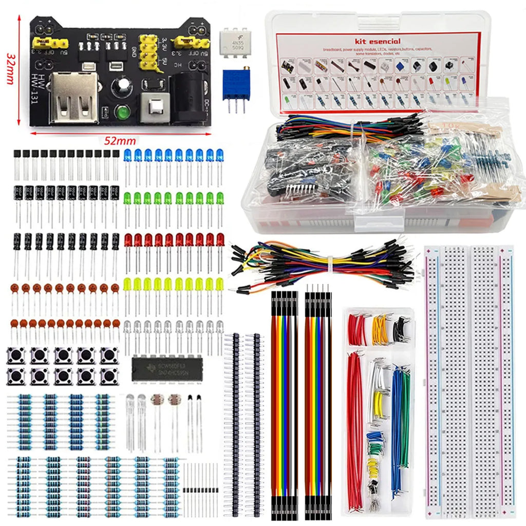 Electronic Components 830 Hole-Breadboard Kit Electrolytic Capacitor Resistor LED MB-102 for UNO R3 Component Pack Beginner Kit Selvanelle