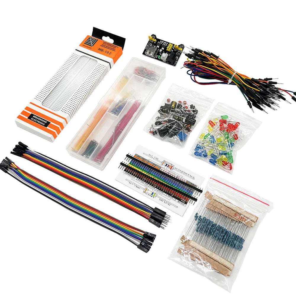 Electronic Components 830 Hole-Breadboard Kit Electrolytic Capacitor Resistor LED MB-102 for UNO R3 Component Pack Beginner Kit Selvanelle