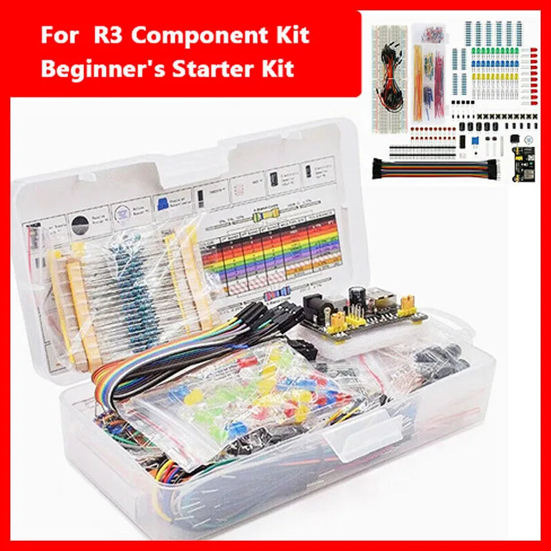 Electronic Components 830 Hole-Breadboard Kit Electrolytic Capacitor Resistor LED MB-102 for UNO R3 Component Pack Beginner Kit Selvanelle