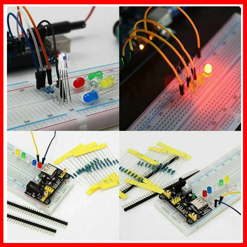 Electronic Components 830 Hole-Breadboard Kit Electrolytic Capacitor Resistor LED MB-102 for UNO R3 Component Pack Beginner Kit Selvanelle