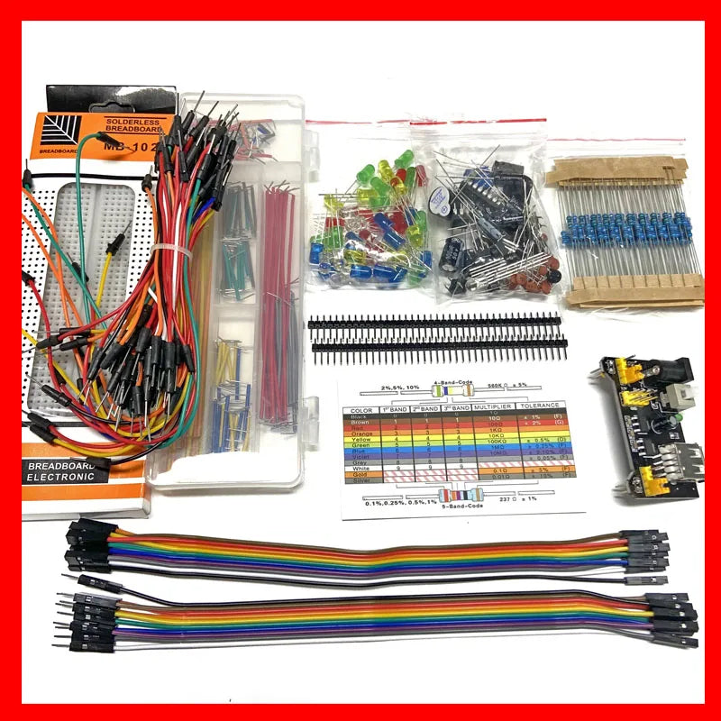 Electronic Components 830 Hole-Breadboard Kit Electrolytic Capacitor Resistor LED MB-102 for UNO R3 Component Pack Beginner Kit Selvanelle