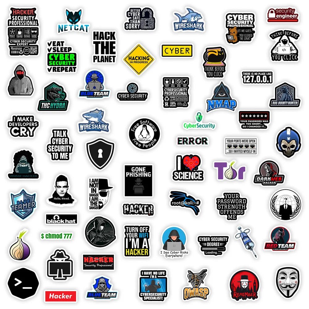 Cybersecurity Hacker Sticker Pack – Waterproof Vinyl Decals for Laptops, Bottles, Tech Gear, and More - STS Technologies LLC