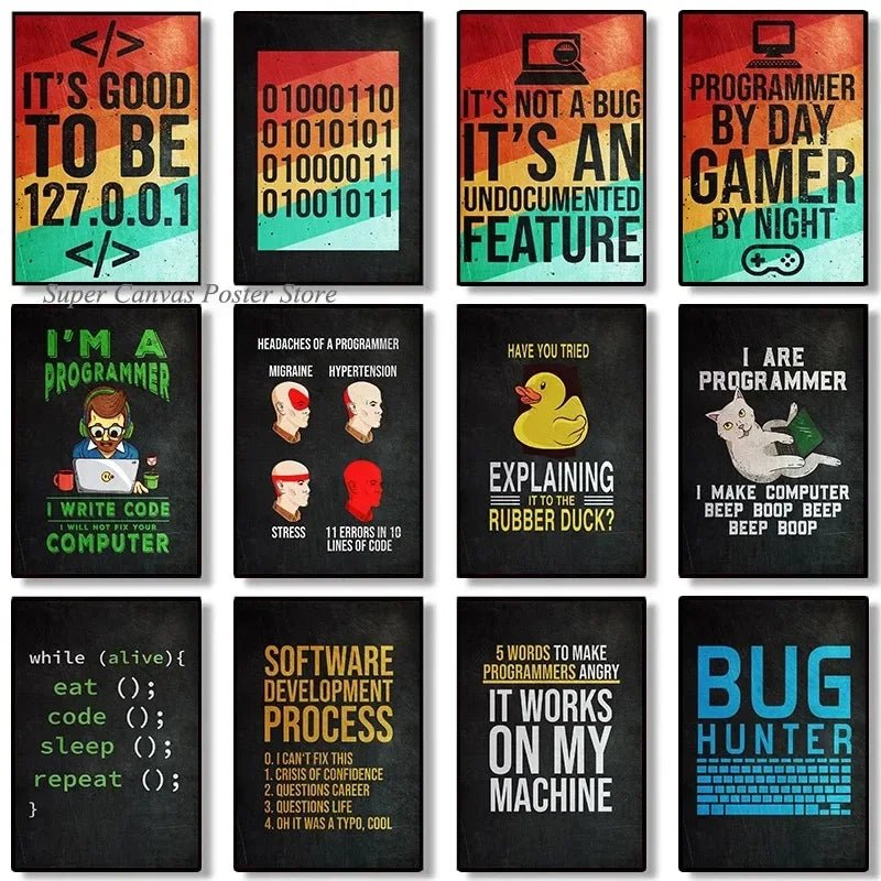 Hacker Code Canvas Wall Art Print for Gamers and Programmers - STS Technologies LLC
