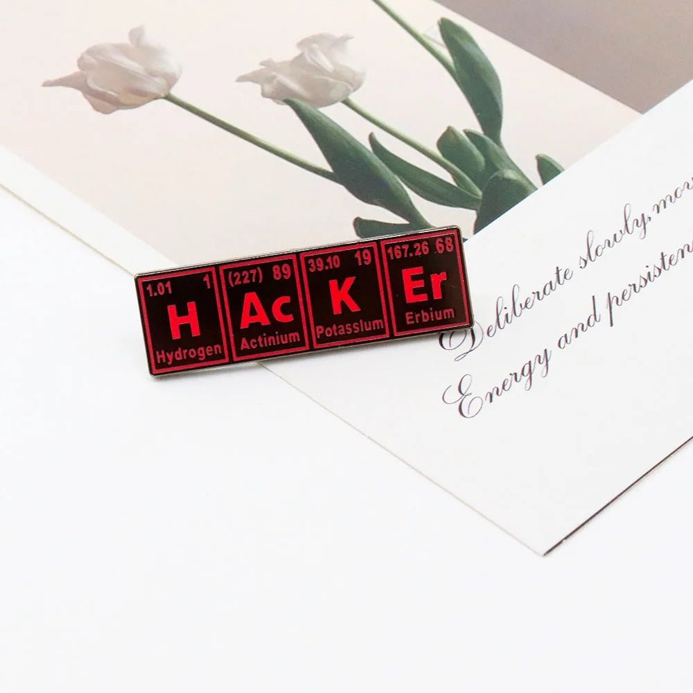 Hacker Periodic Table Enamel Pin for Programmers, Cybersecurity, and Tech Fans - STS Technologies LLC