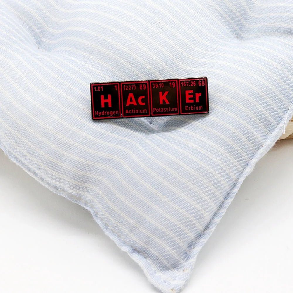 Hacker Periodic Table Enamel Pin for Programmers, Cybersecurity, and Tech Fans - STS Technologies LLC