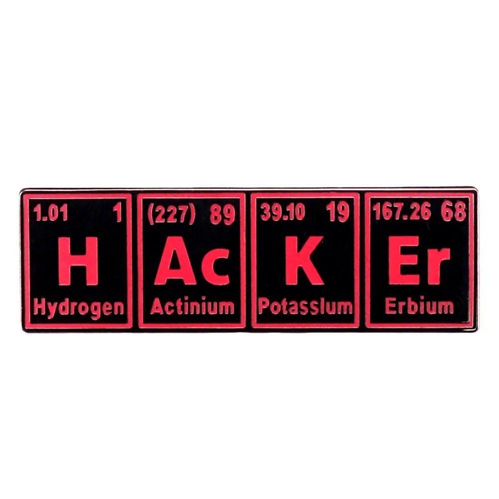 Hacker Periodic Table Enamel Pin for Programmers, Cybersecurity, and Tech Fans - STS Technologies LLC