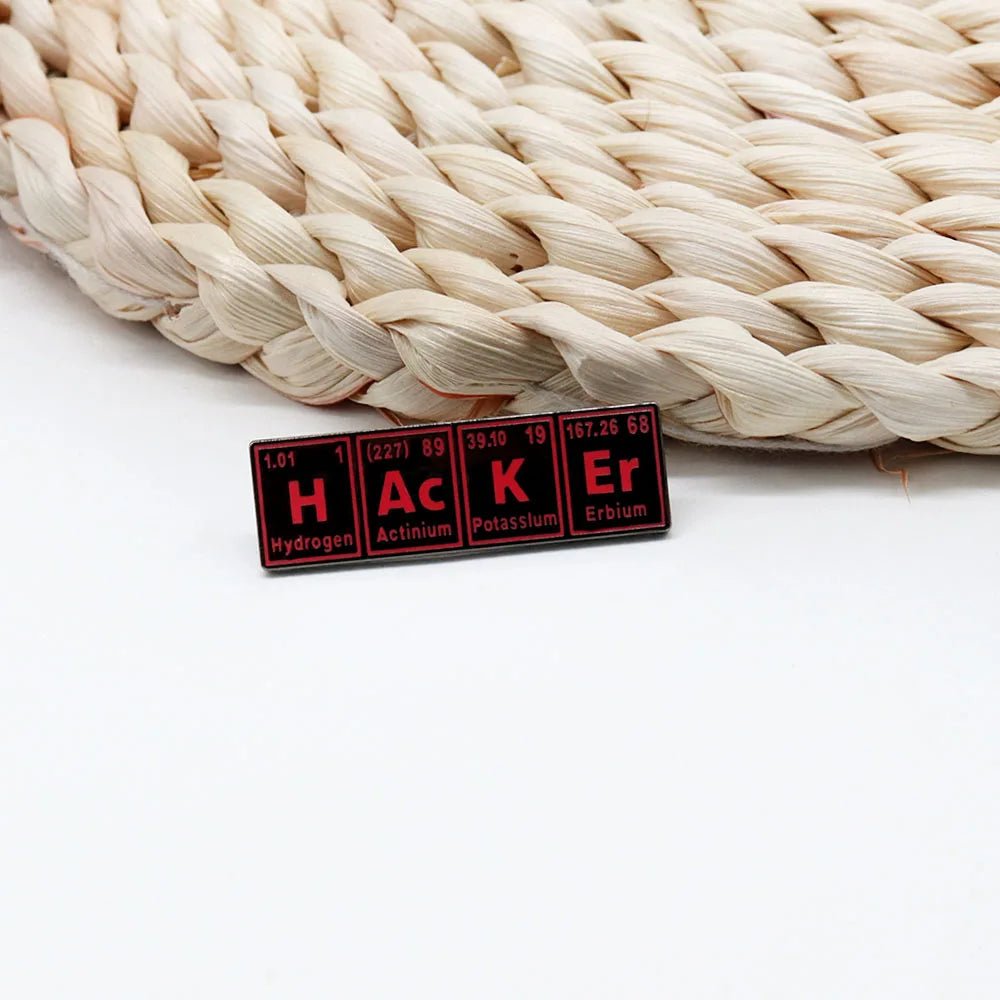 Hacker Periodic Table Enamel Pin for Programmers, Cybersecurity, and Tech Fans - STS Technologies LLC