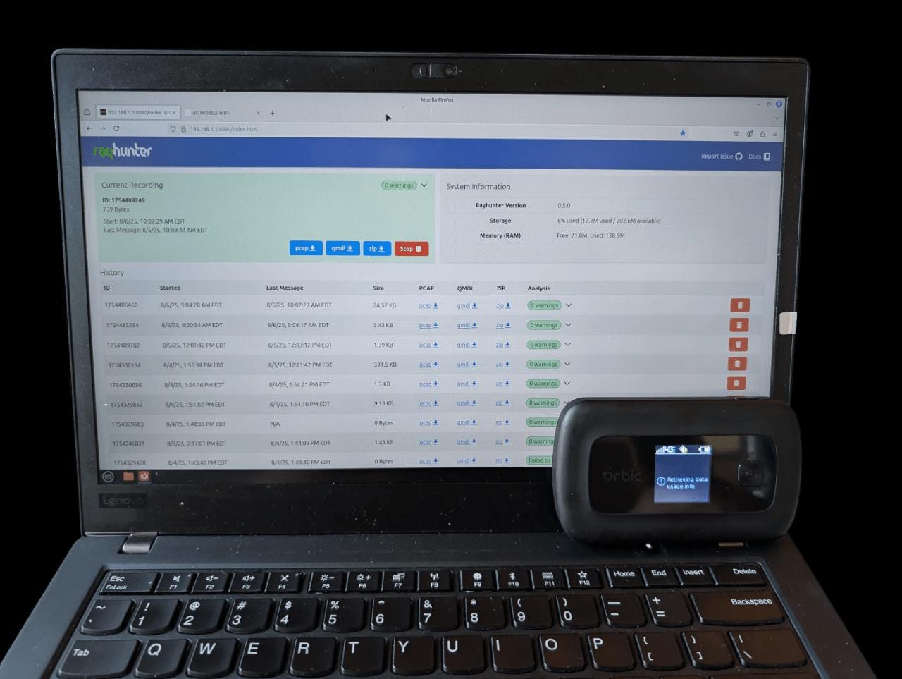 RayHunter IMSI Catcher & Stingray Detector - Orbic RC400L Mobile Hotspot - Security & Privacy Tools | STS Collective