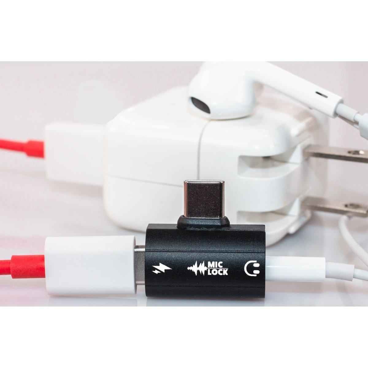 Mic-Lock USB-C Microphone Blocker HiFi SoundPass & Secure Charger Black Mic-Lock