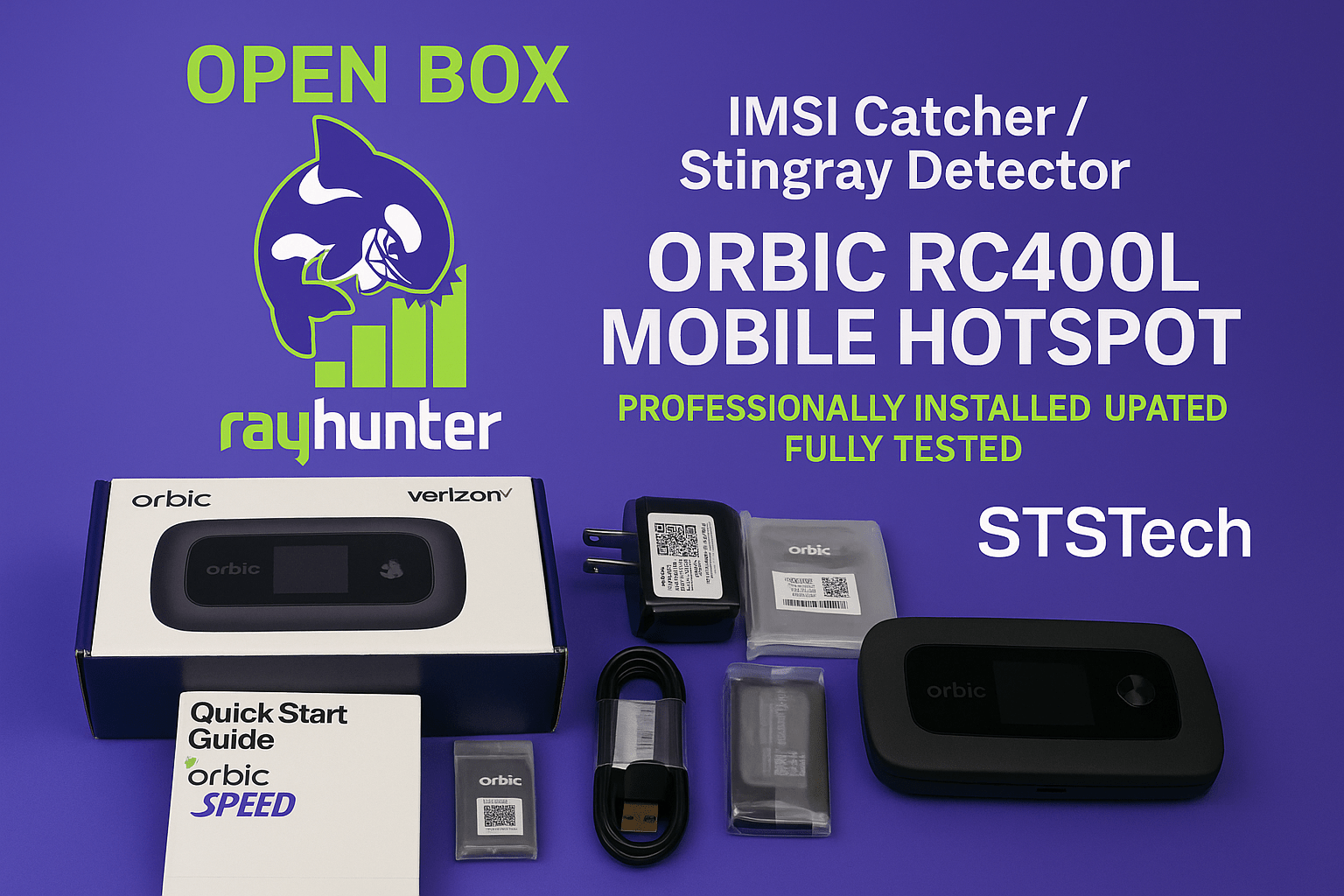 Open Box - RayHunter IMSI Catcher / Stingray Detector – Orbic RC400L Mobile Hotspot Professionally Installed • Updated • Fully Tested - Security & Privacy Tools | STS Collective
