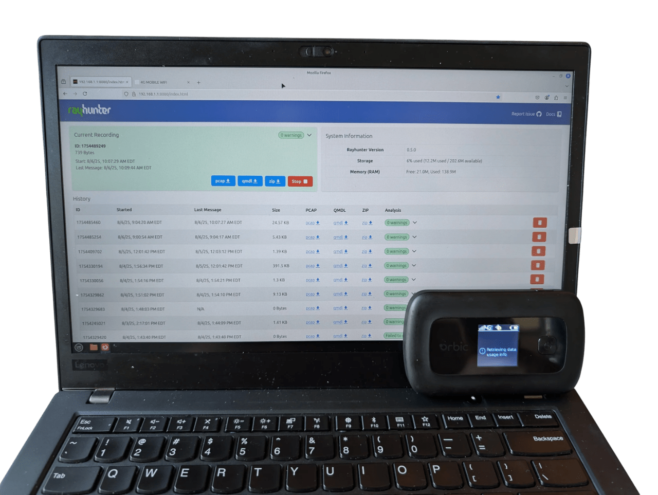 Used - RayHunter Orbic RC400L IMSI Catcher Detector | Stingray / Cell Site Simulator Detection Hotspot - Security & Privacy Tools | STS Collective