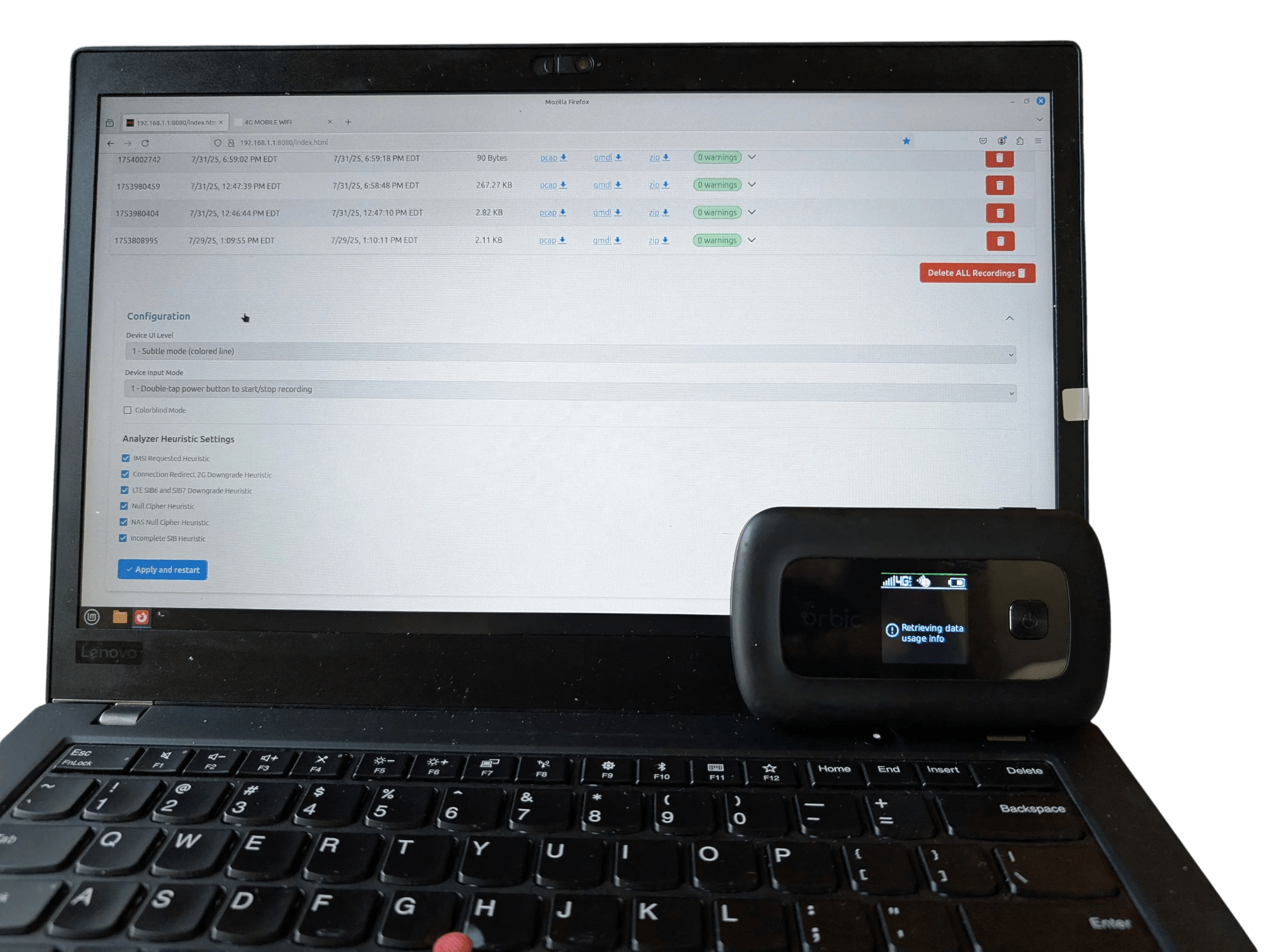 Used - RayHunter Orbic RC400L IMSI Catcher Detector | Stingray / Cell Site Simulator Detection Hotspot - Security & Privacy Tools | STS Collective