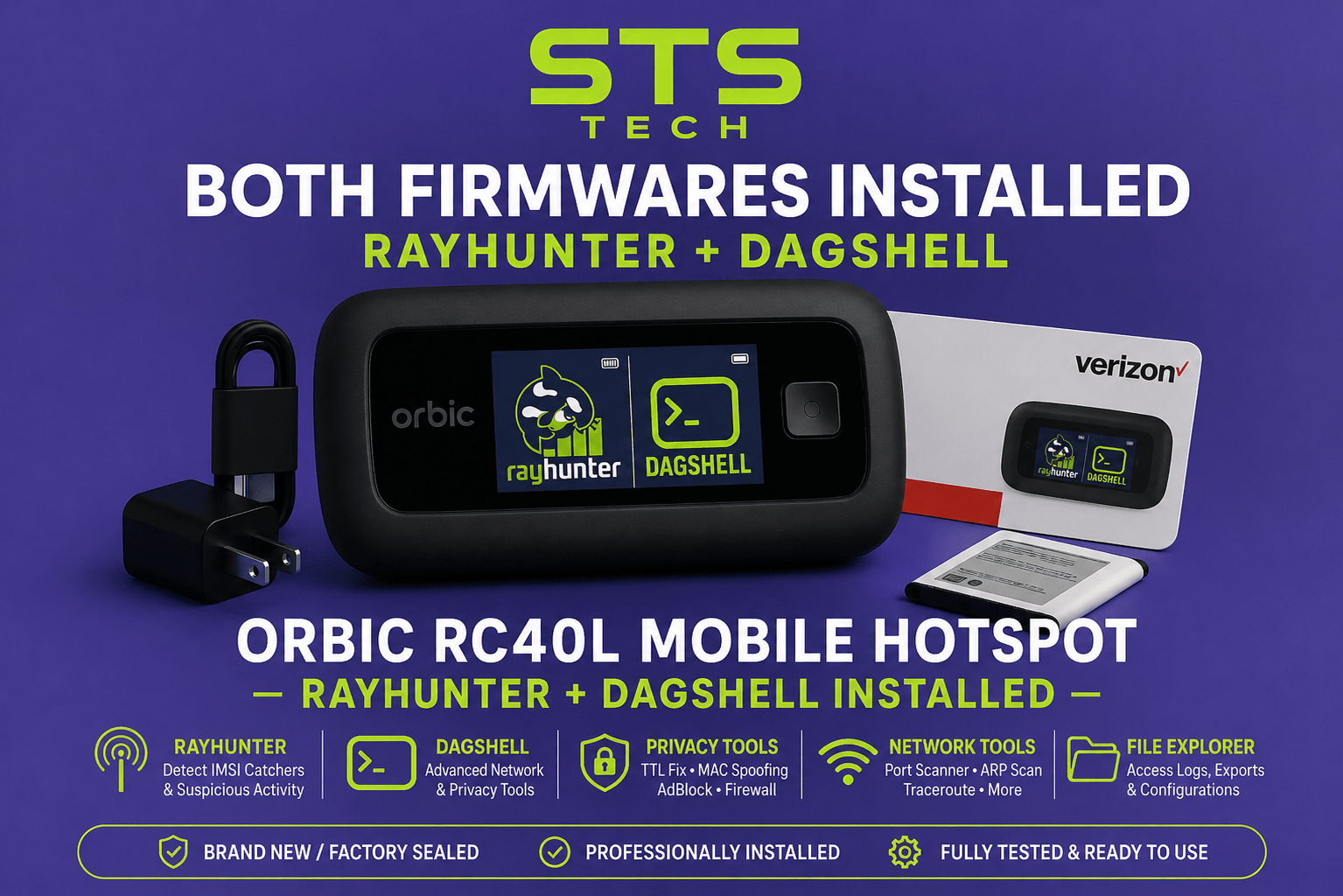 Orbic RCL400 LTE Hotspot with RayHunter + DagShell Installed - Privacy, IMSI Catcher Detection & Network Research Tool - Security & Privacy Tools | STS Collective