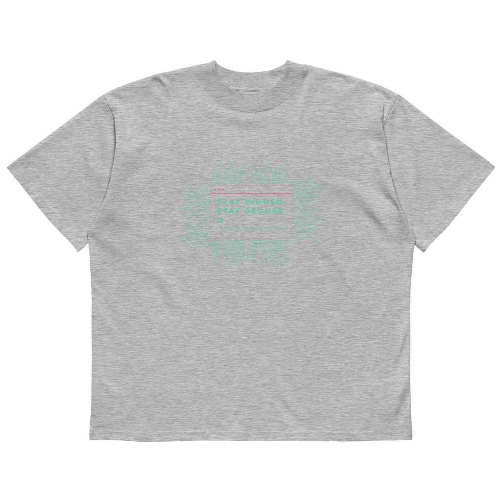 STS “Stay Hidden Stay Secure” Cybersecurity Oversized Organic High - Neck T-Shirt - Security & Privacy Tools | STS Collective