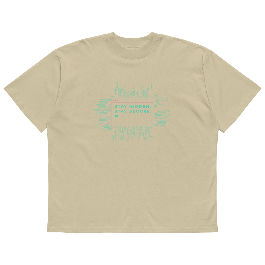 STS “Stay Hidden Stay Secure” Cybersecurity Oversized Organic High - Neck T-Shirt - Security & Privacy Tools | STS Collective