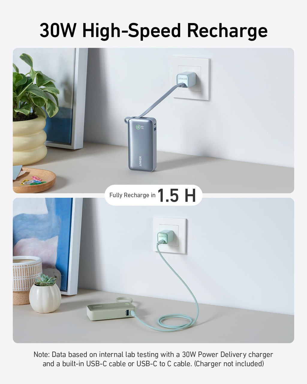 Anker Nano Power Bank (30W, Built-In USB-C Cable) Anker