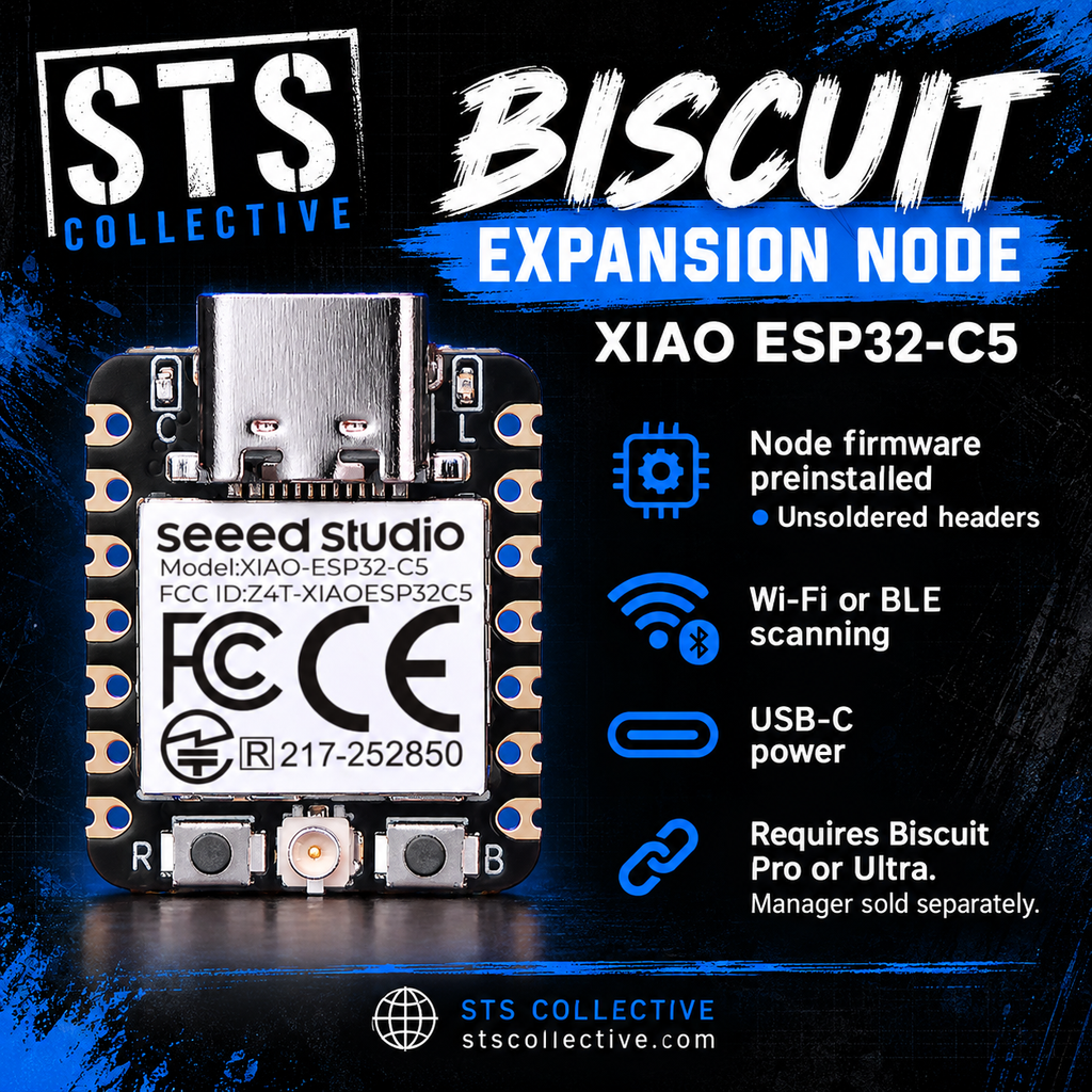 Unsoldered XIAO ESP32-C5 Biscuit expansion node — requires Pro or Ultra